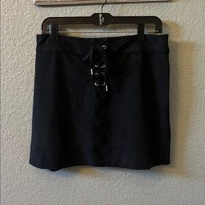 Abercrombie & Fitch Black Lace-Up Suede Mini Skirt